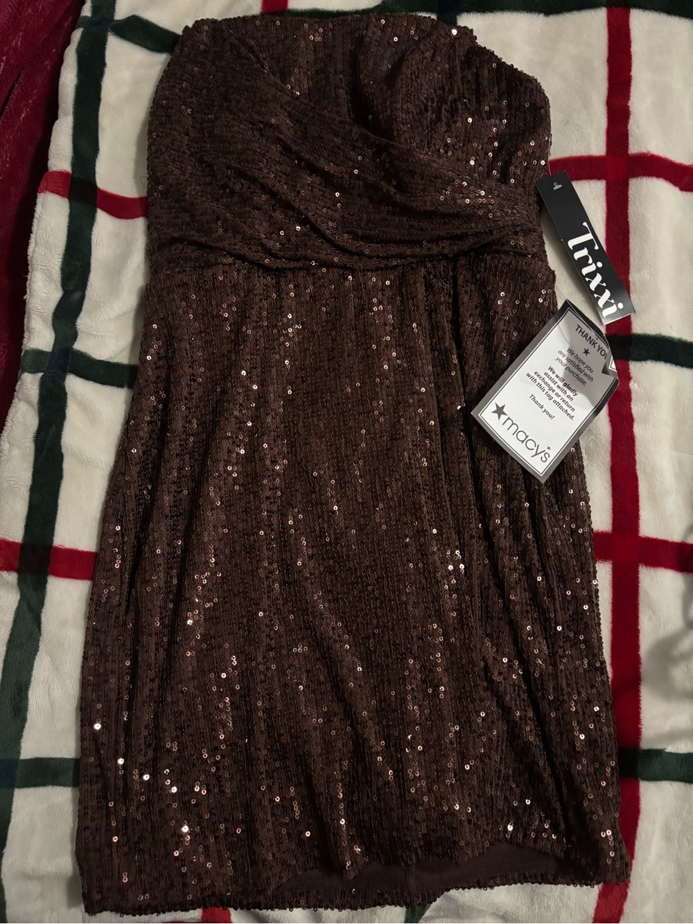 Trixxi Strapless Sequin Party Dress - Brown from Macys